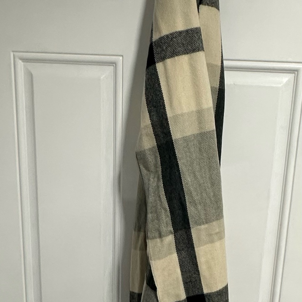 J. Crew Black and Cream Plaid Scarf